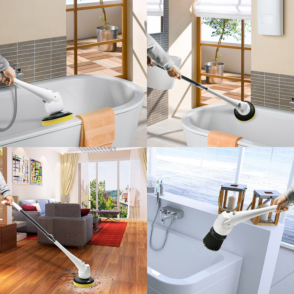 Mini Electric Hand-held Cleaner Multi-function Steady Rotating Cleaning Machine for Bathroom -White/US Plug