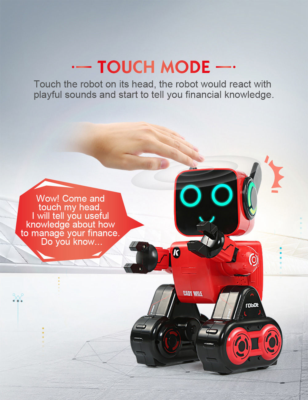 JJRC R4 Cady Wile 2.4G Money Management Sound Interaction Gesture Sensor Control RC Robot - White