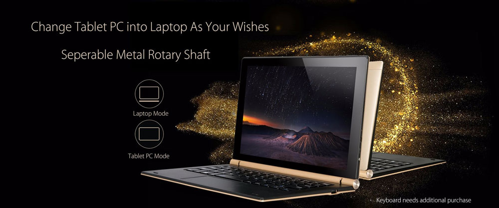 Onda oBook 20 Plus 2 in 1 Tablet PC 10.1 inch Dual OS 4GB/64GB Intel Cherry Trail Z8350 Quad Core 1.84GHz IPS 1920*1200 Windows 10 + Android 5.1- Gray