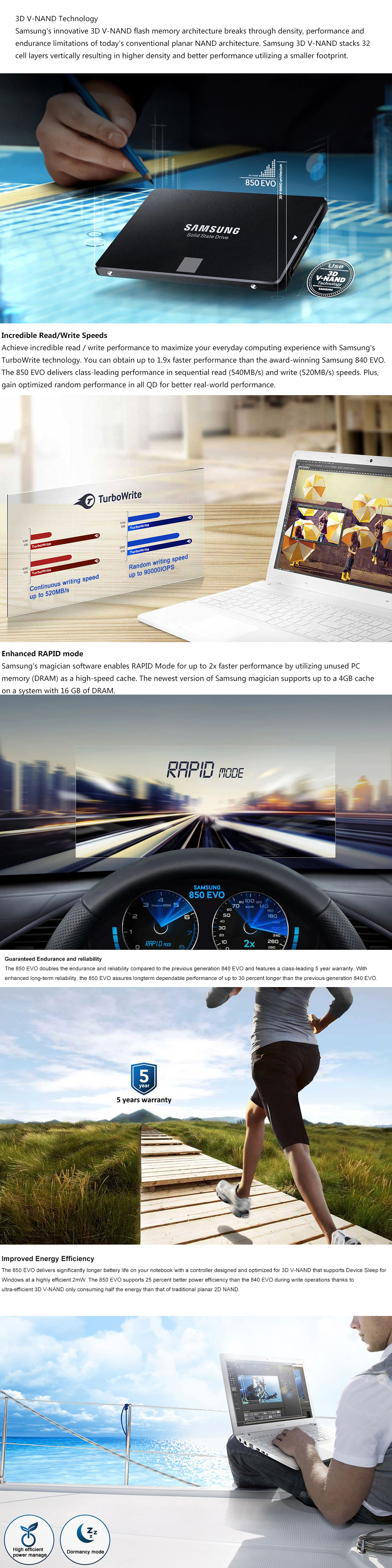 Original Samsung 850 EVO 500GB SATA3 SSD Solid State Drive Hard Disk 2.5 Inch 500GB - Black