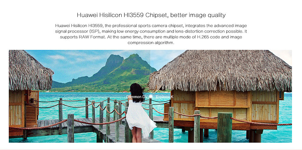 [HK Stock] Elephone REXSO Explorer K HiSilicon HI3559 Panasonic MN34120 Action Camera 2.0 Inch Display 4K WiFi Waterproof 170 Degree Wide Angle - Black