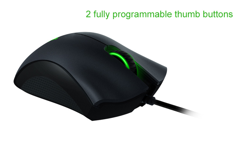 [HK Stock] Razer DeathAdder 2000 Wired Ergonomic Gaming Mouse Green LED Blacklight Right-handed Design - Black