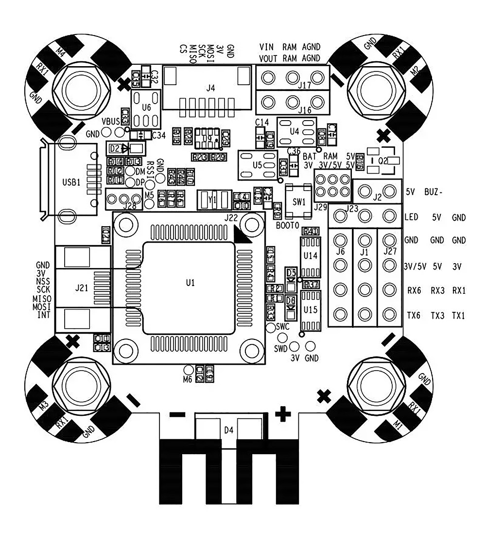 Omnibus F4 Corner AIO Flight Controller 3-6S STM32 F405 MCU Built_in Betaflight OSD 5V/2A BEC