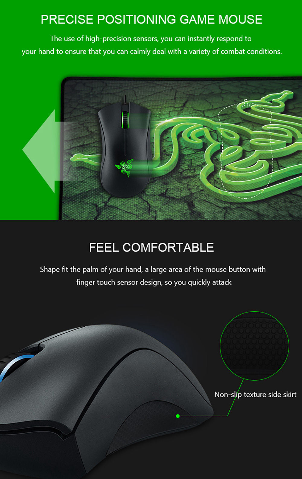 [HK Stock] Razer DeathAdder 3500 Wired Ergonomic Gaming Mouse Three-colors LED Blacklight Right-handed Design - Black