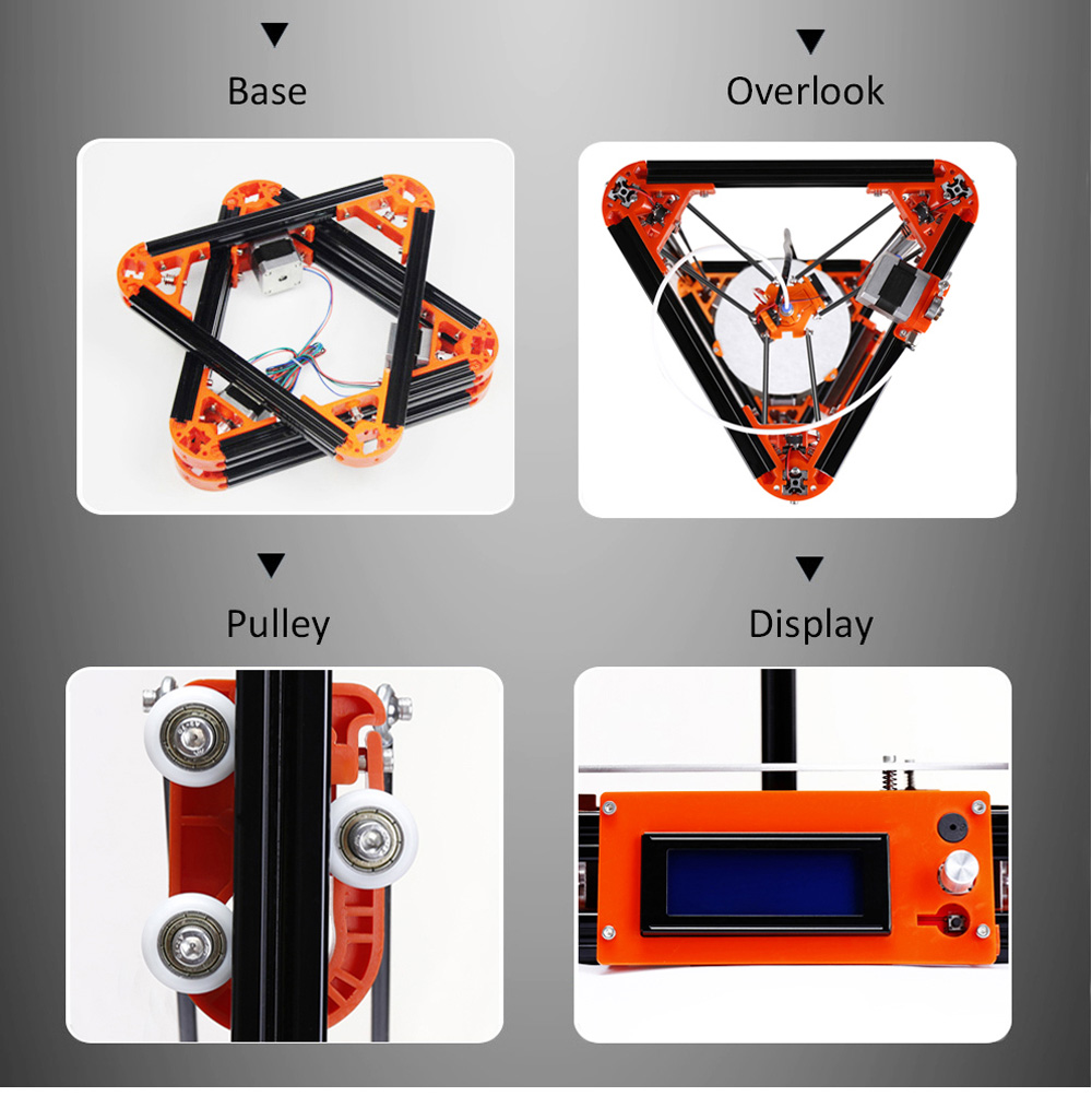 FLSUN 3D Printer Delta Kossel DIY Kit with Large Printing Size Updated Nuzzle System Heated Bed Auto Leveling