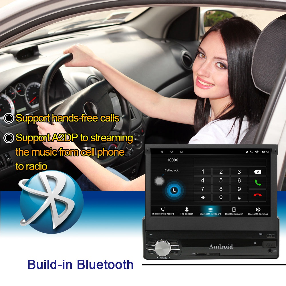 Ezonetronics RM-CT0013 7 Inch Car Player Quad Core WiFi Connection Android 6.0 Bluetooth GPS Stereo Car Display - Black