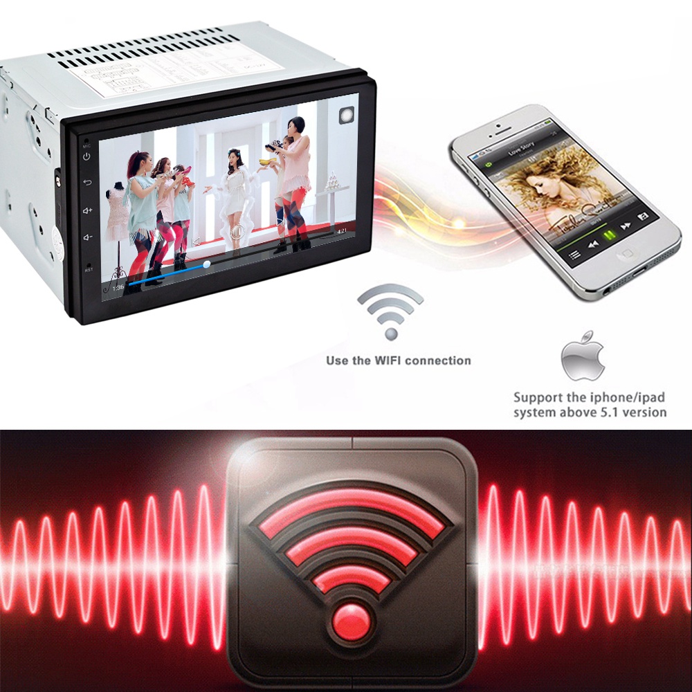 Ezonetronics RM-CT0018 7 Inch Car Player Quad Core WiFi Connection Android 6.0 Bluetooth GPS Stereo Car Display - Black