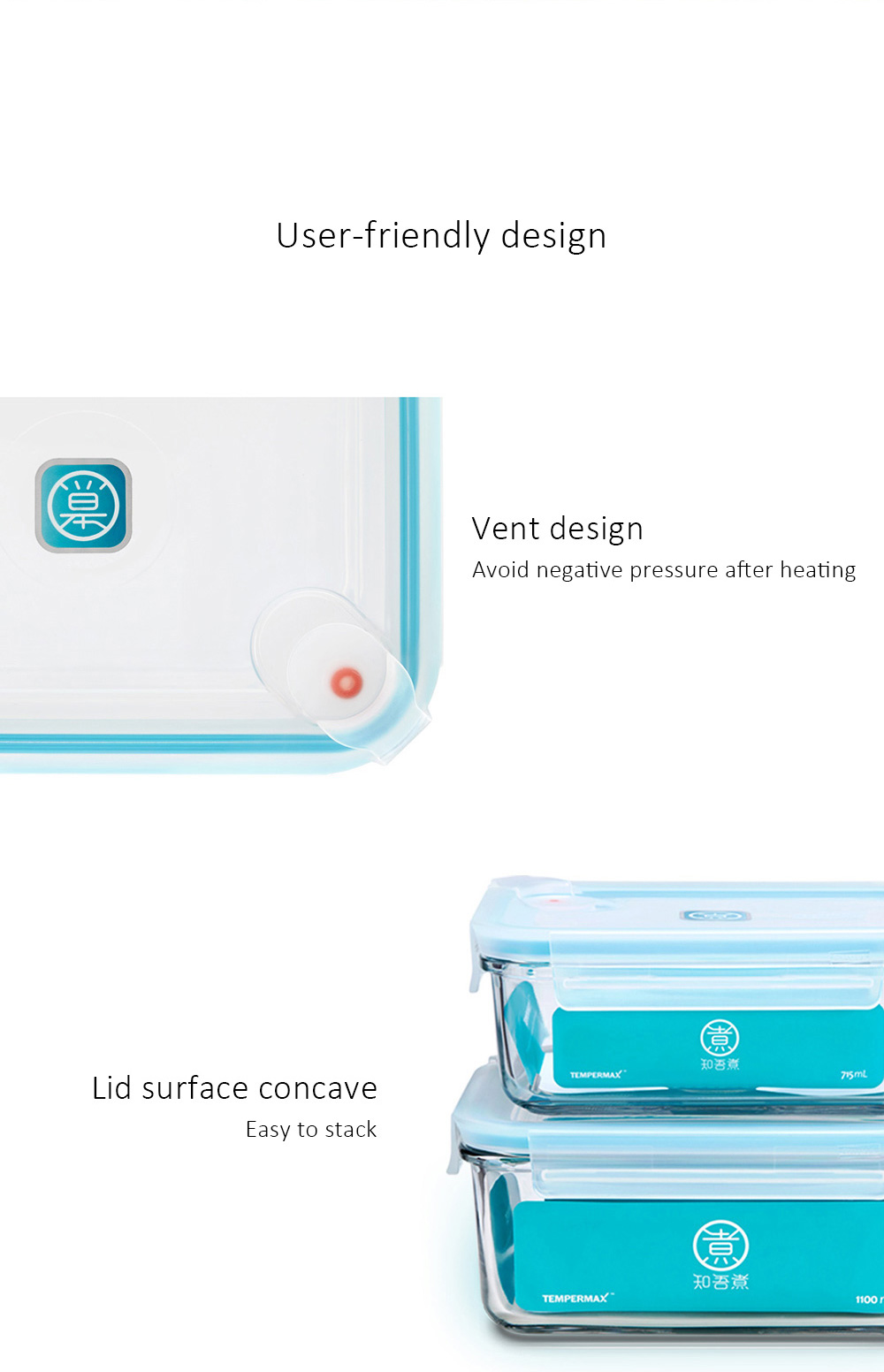 Xiaomi Mijia Glass Crisper 715ml Anti-Fall Glass Preservation Box Fresh Storage Food Container