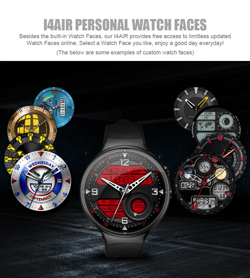 Makibes I4 Air 3G MTK6580 Smartwatch Phone Quad Core 1.3GHz 2GB RAM 16GB ROM 2.0MP Camera Heart Rate Monitor - Black