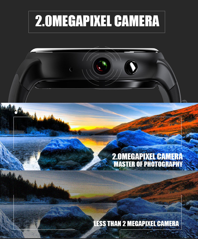 Makibes I4 Air 3G MTK6580 Smartwatch Phone Quad Core 1.3GHz 2GB RAM 16GB ROM 2.0MP Camera Heart Rate Monitor - Black