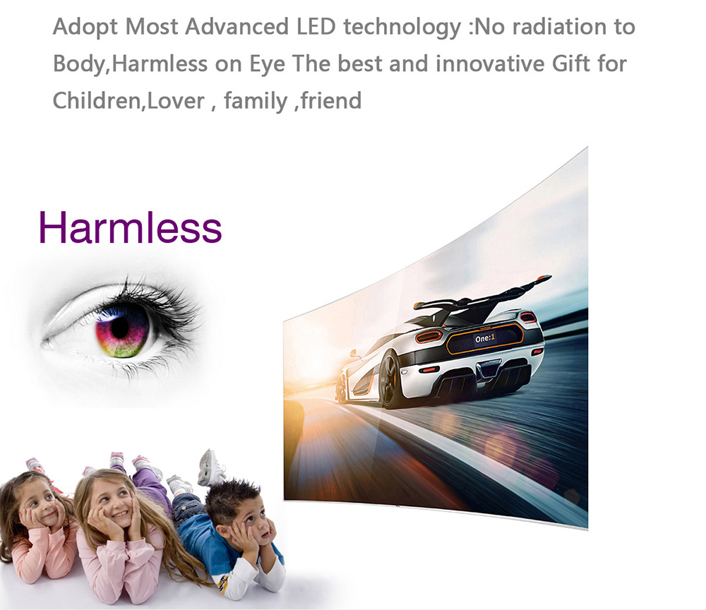 UHAPPY U45 Mini Projector 1080P HD LED 1600 Lumens with Built-in Speakers - Black