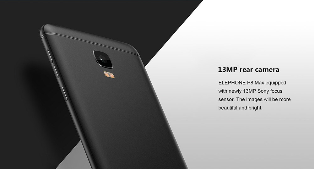 [HK Stock]Elephone P8 Max 5.5 Inch  4G LTE Smartphone FHD Screen 4GB RAM 64GB ROM 13.0MP+16.0MP Cam Octa Core Android 7.0 Touch ID Metal Body 5000mAh - Black