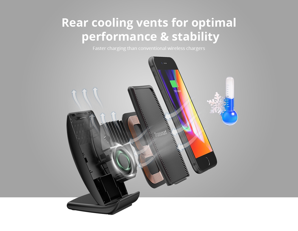 Tronsmart WC01 AirAmp Fast Wireless Charger for iPhone X iPhone 8/8 Plus & Galaxy S8 Note 8 and All Qi-Enabled Devices