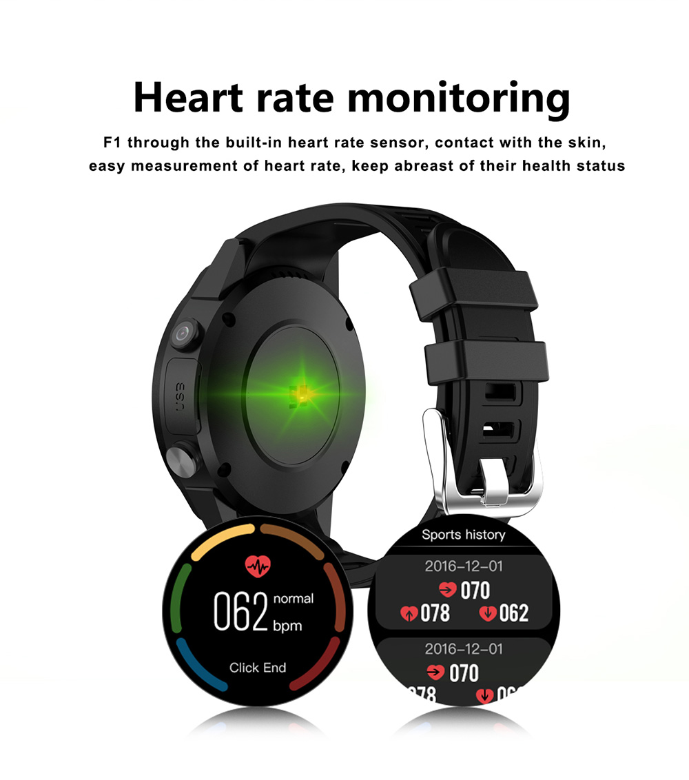 F1 Heart Rate Monitor Smartwatch Phone Black