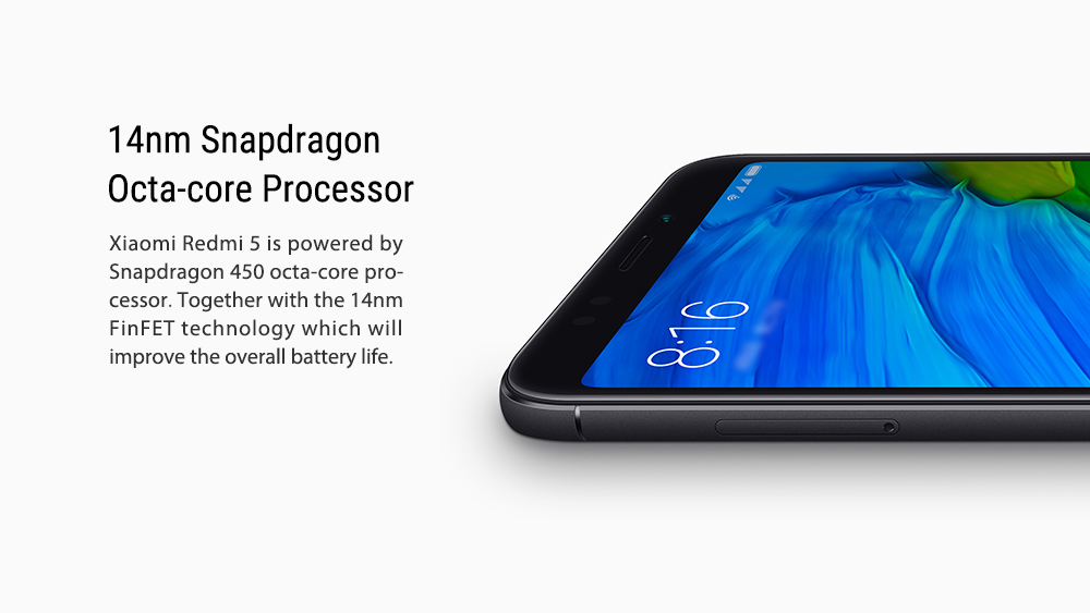 Xiaomi Redmi 5 5.7 Inch 4G LTE Smartphone 18:9 Full Screen 2GB 16GB 12.0MP Cam Qualcomm Snapdragon 450 Octa Core 1.8GHz Touch ID - Rose Gold