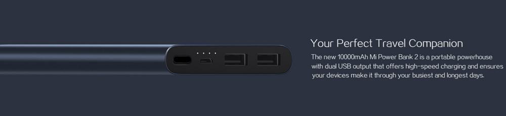 New Xiaomi Power Bank 2 10000mAh Dual USB Ports Two-way Quick Charge - Silver