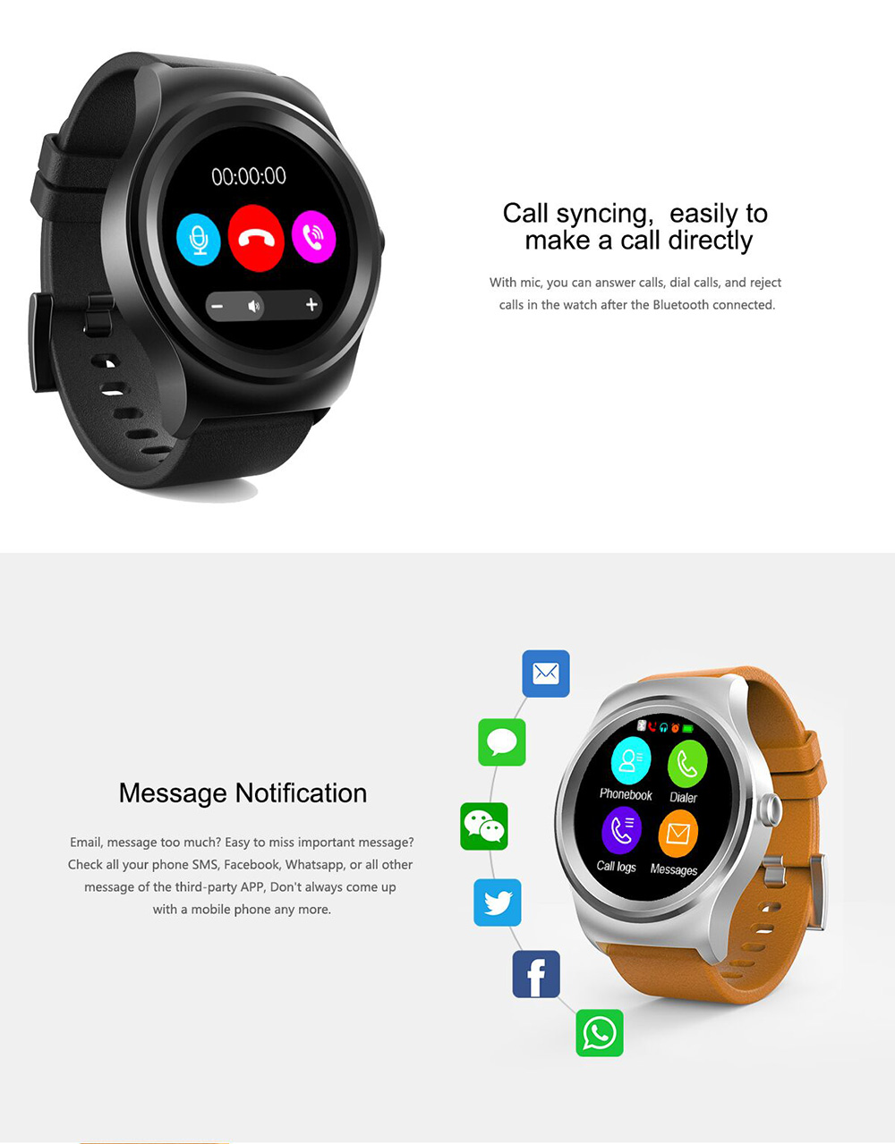 SMA 09 Smartwatch MTK2502C-ARM7 Chip Bluetooth Heart Rate Monitor Message Notification Smart Gesture Leather Band  - Black