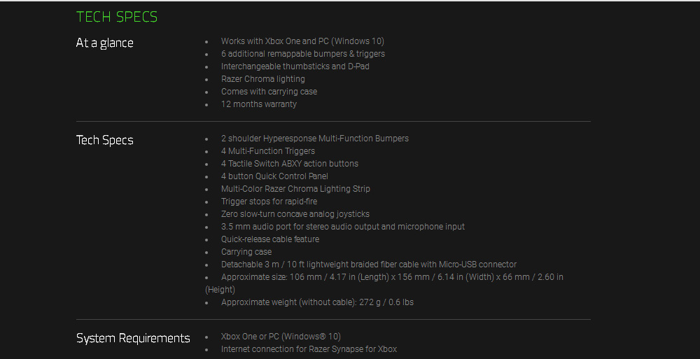 Razer Wolverine Ultimate Chroma Fully Customizable Gamepad Controller for Xbox One/PC - Black