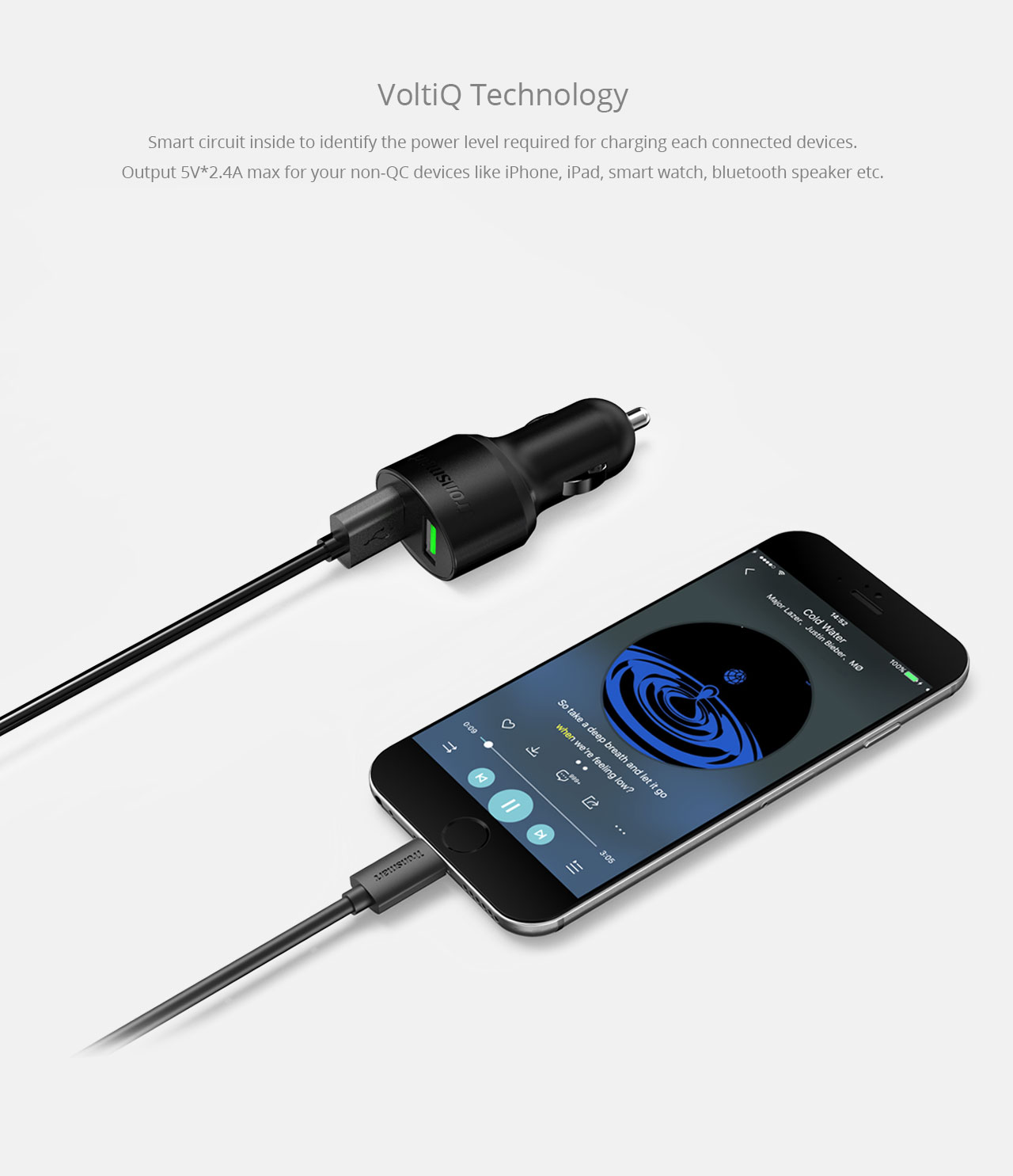 Tronsmart Quick Charge 3.0 36W 2 Ports Type A USB Car Charger