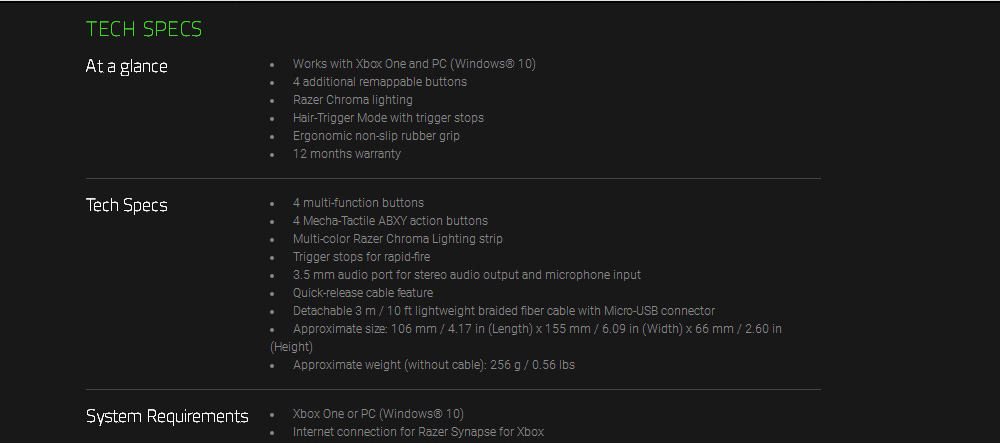 Razer Wolverine Tournament Edition Gamepad Controller Chroma 4 Programmable Buttons for Xbox One/PC - Black