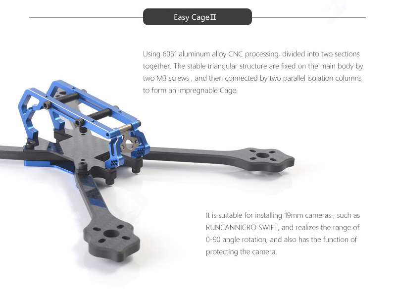 Diatone 2018 GT-M200 SX 230mm Carbon Fiber 6mm Arm Thickness Stretch X Frame Kit - Blue