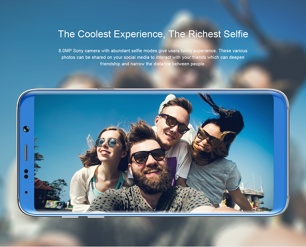 [HK Stock]BLUBOO S8 Plus 6.0 Inch Smartphone HD+ Screen 4GB 64GB MTK6750T Octa Core Dual Rear Camera Android 7.0 Touch ID - Blue