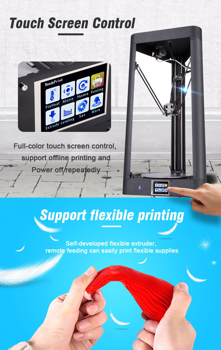 FLSUN QQ Pre-assembled Delta 3D Printer with Printing Size 260x260x370 Auto Leveling Touch Screen WIFI Remote Control