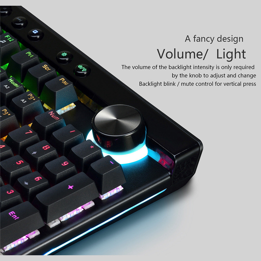 Ajazz AK45 RGB Wired Mechanical Gaming keyboard Box Red Switches With Dual-mode Knob Wrist Rest 111 Keys - Black