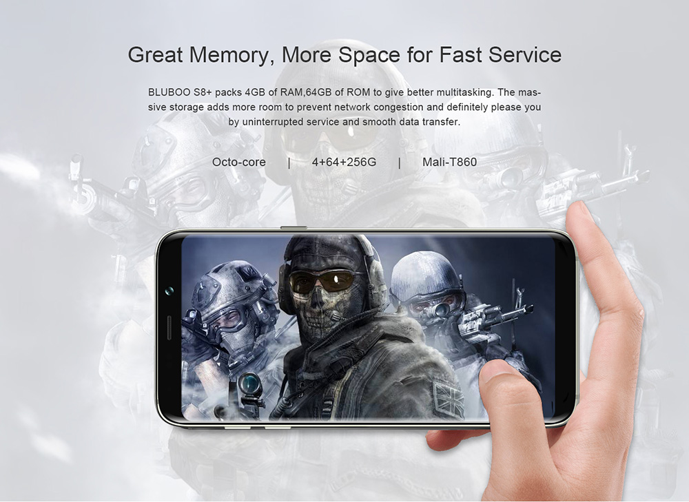 [HK Stock]BLUBOO S8 Plus 6.0 Inch Smartphone HD+ Screen 4GB 64GB MTK6750T Octa Core Dual Rear Camera Android 7.0 Touch ID - Blue