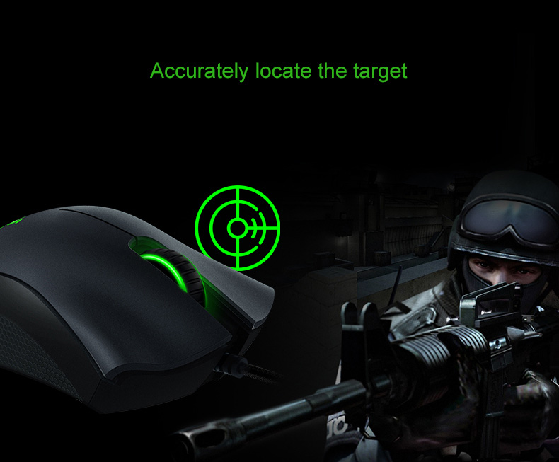 [HK Stock] Razer DeathAdder 2000 Wired Ergonomic Gaming Mouse Green LED Blacklight Right-handed Design - White