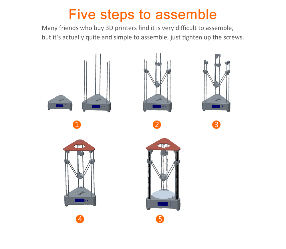 Anet A4 Delta 3D Printer Kit Easy Assembly Metal Frame