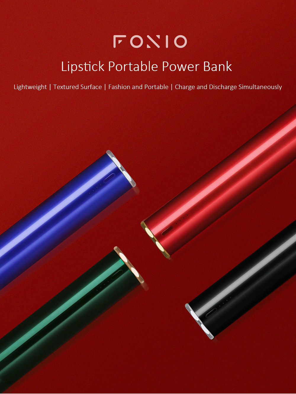 Xiaomi Mijia FOXIO Lipstick 3350mAh Power Bank Micro-USB Port - Red