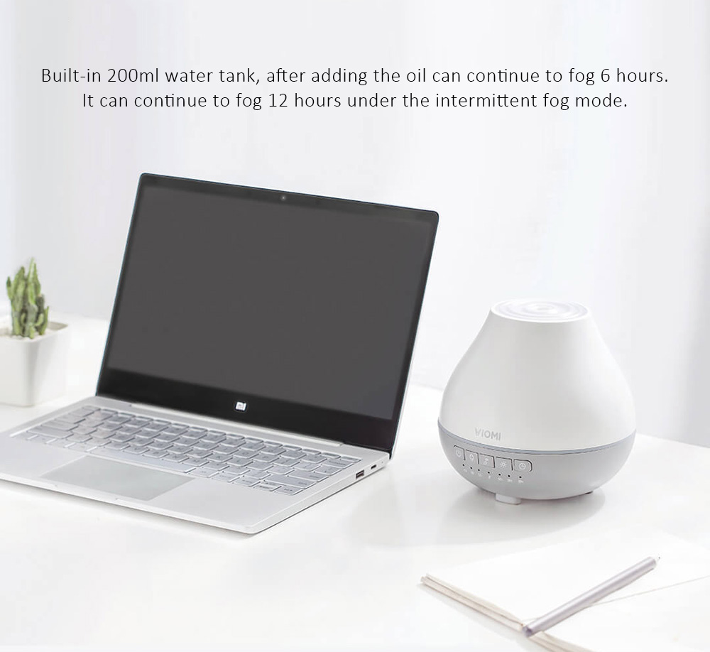 Xiaomi Viomi Aromatherapy Diffuser Air Humidifier Blutooth 4.0 APP Control 4 Color Lights Mist 200ML Automatic Portable Timed Aromatherapy Machine -White/Music Version