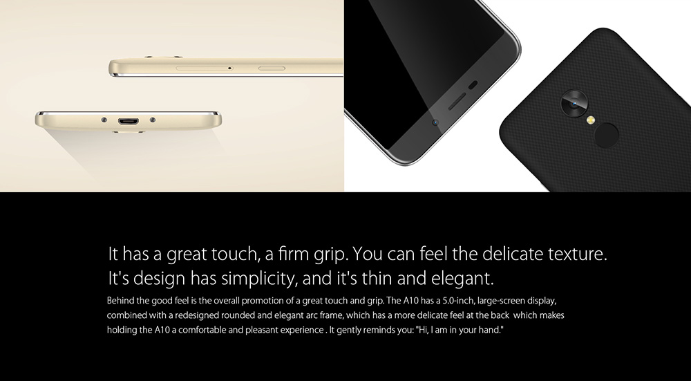 [HK Stock]Blackview A10 5.0 Inch Smartphone 2GB RAM 16GB ROM MTK6580A Quad Core 5.0MP Android 7.0 Touch ID - Black