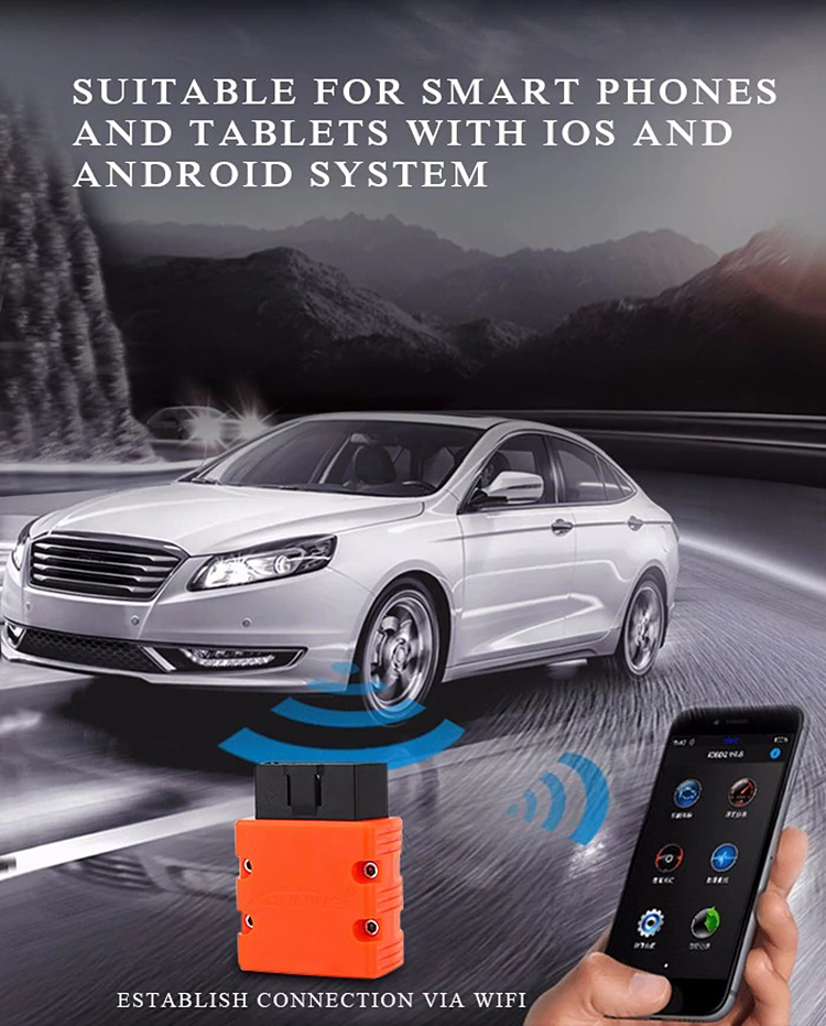 Konnwei KW902 Car Diagnostic Scan OBDII Tool WiFi Professional Solution For iOS Android System - Orange Red