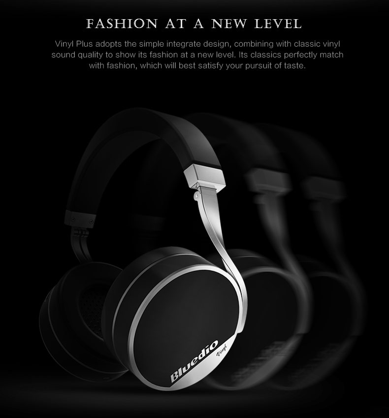 Bluedio Vinyl Plus Wireless Bluetooth Headphones with Mic 3D Sound - Gold + White