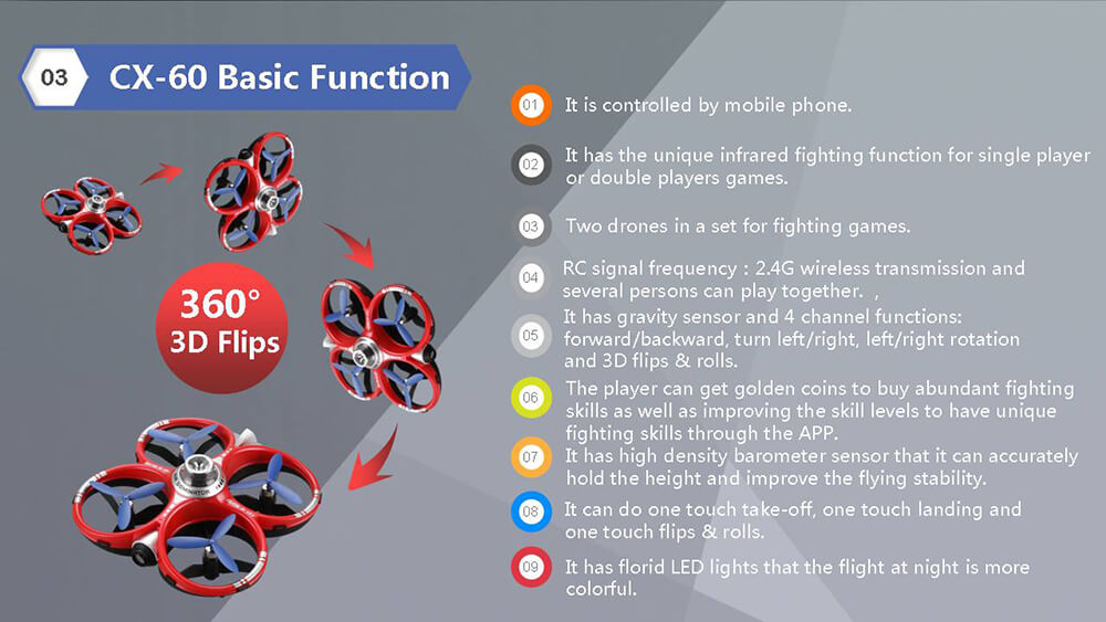 Cheerson CX-60 AIR Dominator 2.4G 4CH 6 Axis Gyro Mobile WIFI RC Fighting Drones - Red+Blue