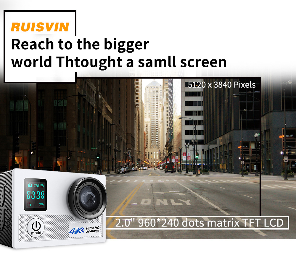 N5B NTK96660 Sony IMX179 2.0 Inches TFT LCD Action Camera 4K 170 Degrees Wide Angle Fish Eye WiFi Dual Lens Waterproof Sports Camera - Silver