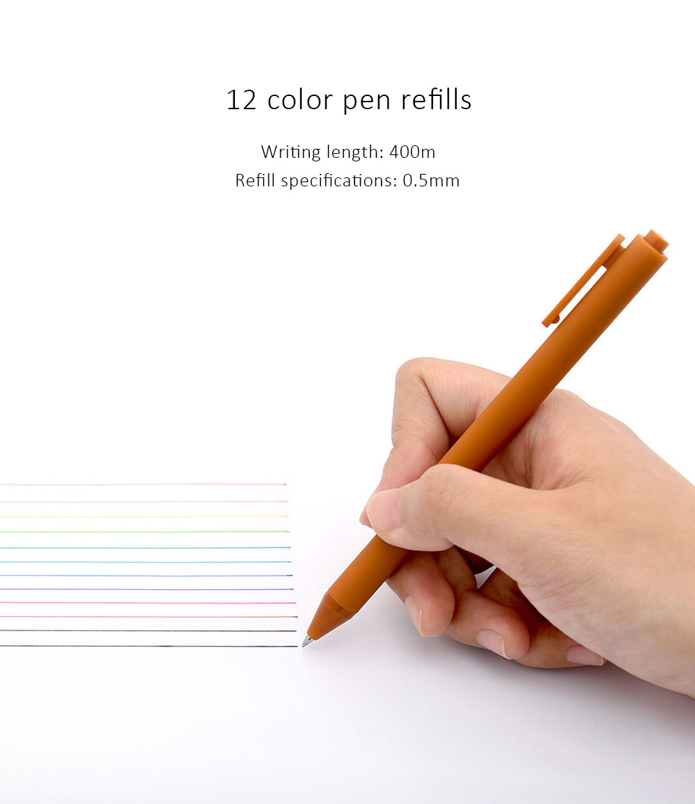 12PCS Xiaomi Mijia KACO Gel Pen 12 Colors 0.5mm Imported Refill Plastic Write Ball Pen