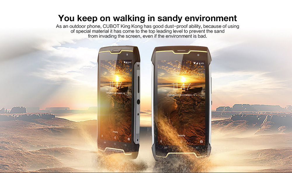 [HK Stock]Cubot King Kong 5.0 Inch Smartphone IP68 waterproof 2GB RAM 16GB ROM MT6580 Quad Core 1.3GHz 8.0MP Cam Android 7.0 4400mAh Large Battery - Black