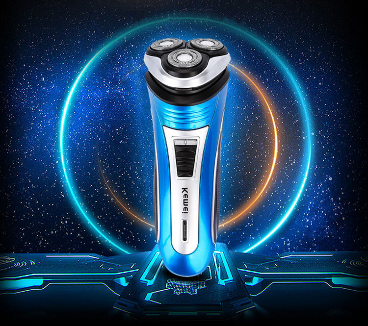 Kemei KM2801 Rechargeable Electric Shaver 3D Triple Floating Heads Men's Razor -Blue
