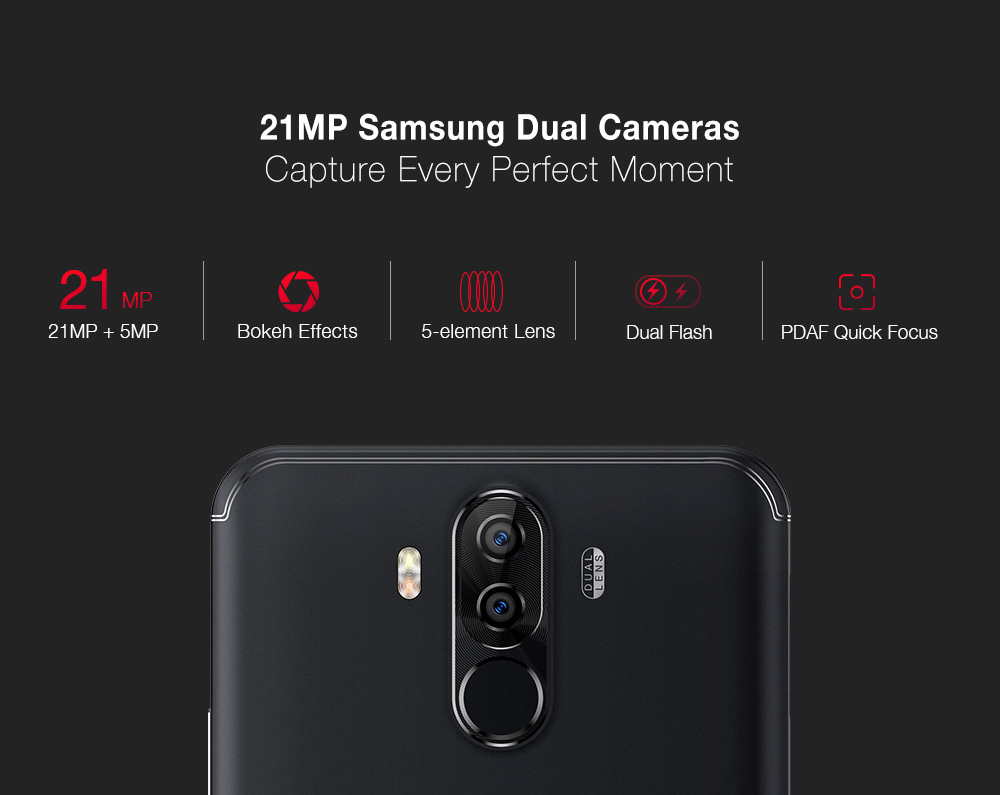 [HK Stock]Ulefone Power 3 6.0 Inch 4G LTE Smartphone 18:9 FHD Screen MT6763 Octa Core 2.0GHz 6GB 64GB Four Cameras Android 7.0 6080mAh Large Battery Fast Charge Face ID - Black