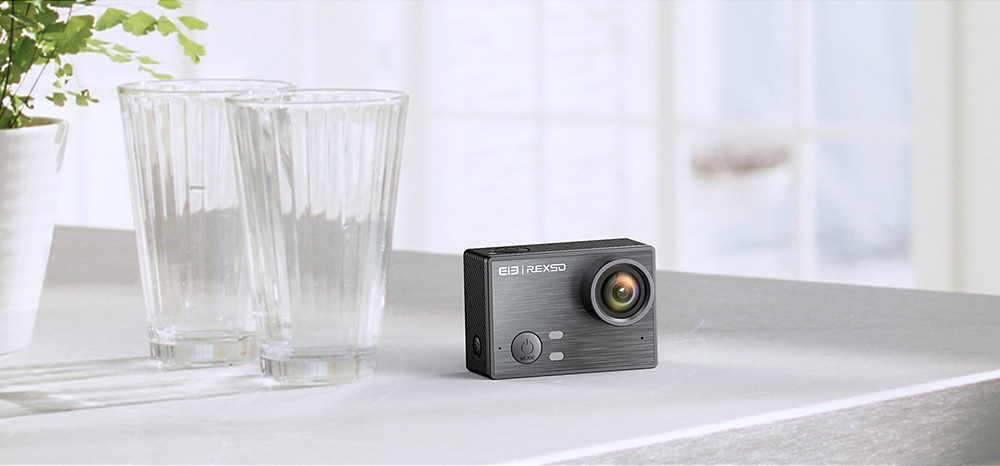 [HK Stock] Elephone REXSO Explorer K HiSilicon HI3559 Panasonic MN34120 Action Camera 2.0 Inch Display 4K WiFi Waterproof 170 Degree Wide Angle - Black