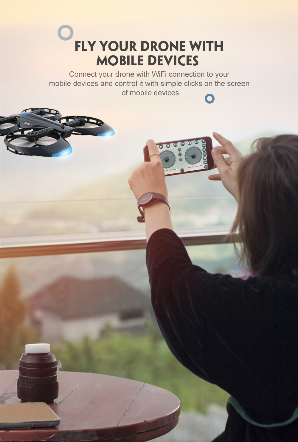 JJRC H45 BOGIE WIFI FPV Foldable Drone with 720P HD Camera Altitude Hold Mode RC Quadcopter RTF - Black