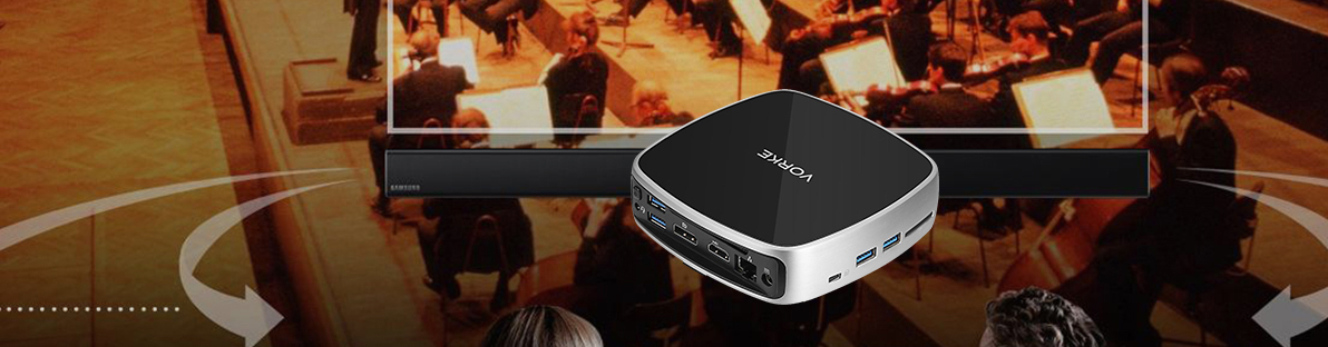 VORKE V5 Barebone Mini PC Intel Kabylake 3865U 1.8 GHz Support Dual-channel DDR4 RAM M.2 HDMI+DP AC WIFI Gigabit LAN Bluetooth4.2 USB3.0 Speaker - Black