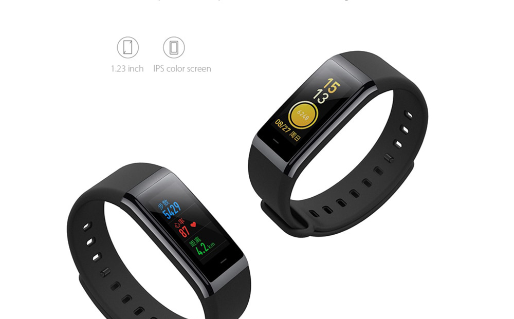 [HK Stock][Official Global Version]Original Xiaomi Huami Amazfit Cor MiDong Smart Bracelet 5ATM Waterproof 2.5D Color IPS Touch Screen 316L Stainless Steel Frame 1.23 Inch Bluetooth 4.1 - Black