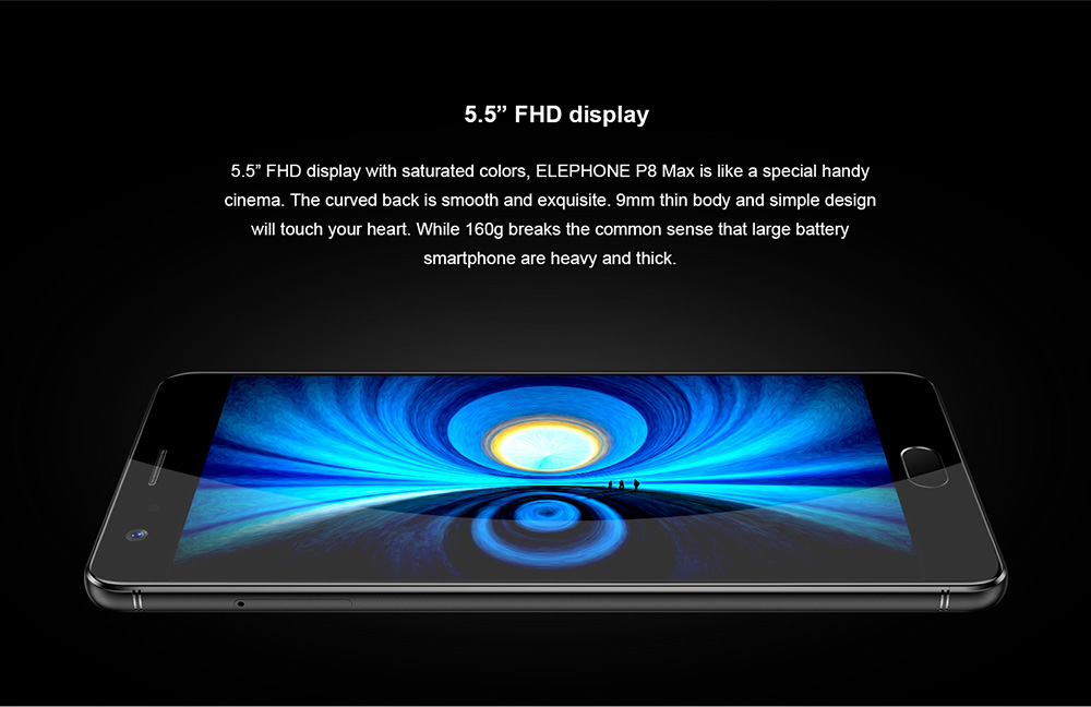 [HK Stock]Elephone P8 Max 5.5 Inch  4G LTE Smartphone FHD Screen 4GB RAM 64GB ROM 13.0MP+16.0MP Cam Octa Core Android 7.0 Touch ID Metal Body 5000mAh - Black