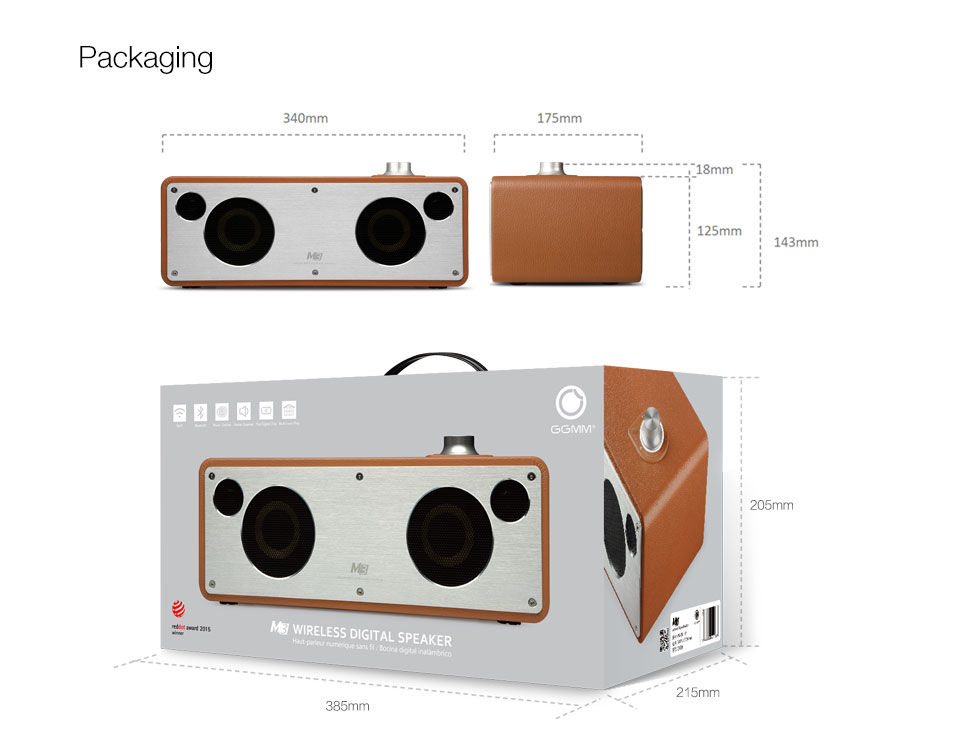 GGMM WS-301 M3 Wireless Bluetooth 4.0 WiFi Digital Speaker - Camel