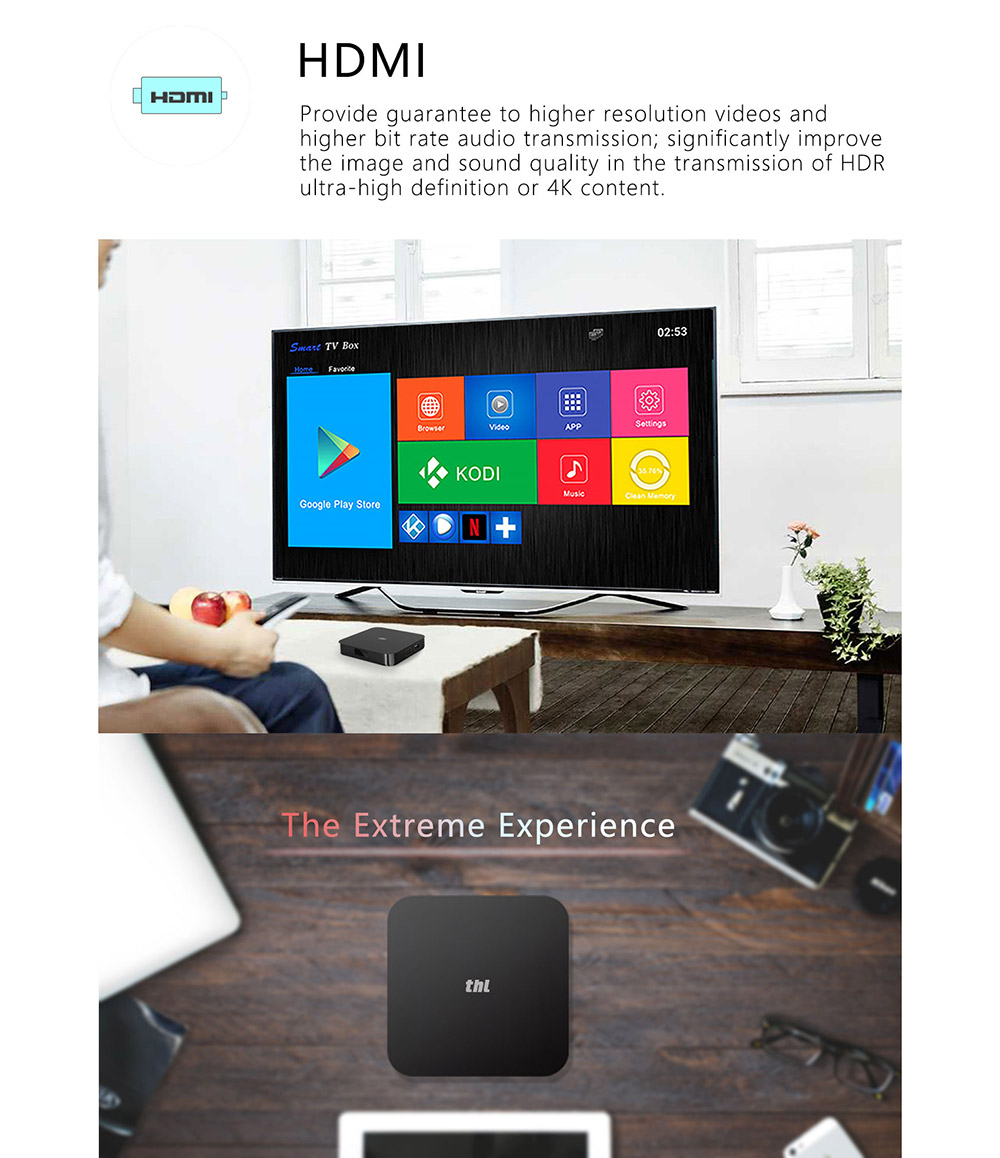 THL Box1 Pro 4K TV Box Amlogic S905X 1GB/8GB KODI Wifi AC Airplay HDMI Bluetooth4.0 Media Player