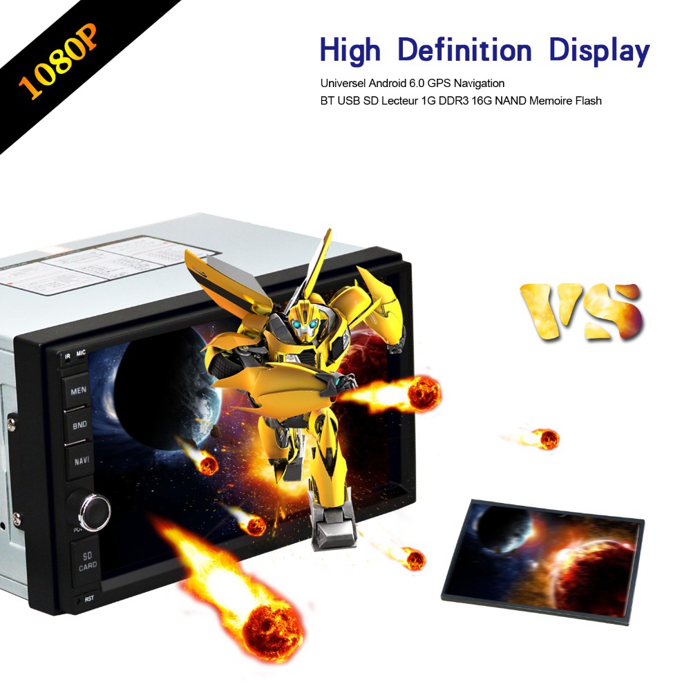 Ezonetronics RM-CT0012 7 Inch Car Player Quad Core WiFi Connection Android 6.0 Bluetooth GPS Stereo Car Display - Black